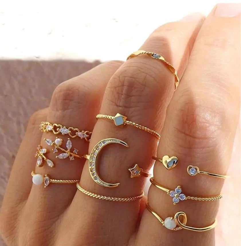 5-Piece Black Joint Snake Ring Set for Fingers