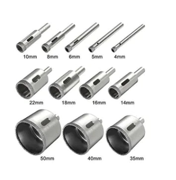 Diamond Drill Bit Set for Glass and Marble (6-50mm)