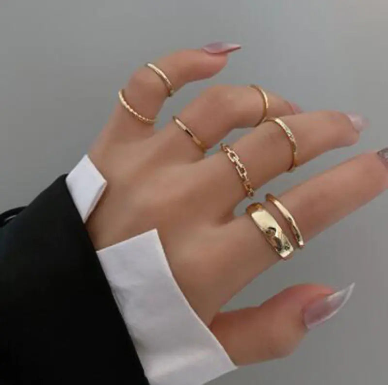 5-Piece Black Joint Snake Ring Set for Fingers
