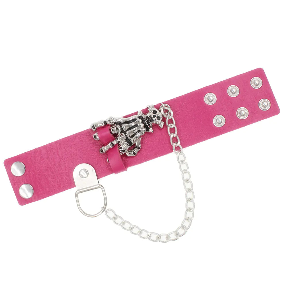 Gothic Skull Hand Design PU Leather Bracelet for Parties