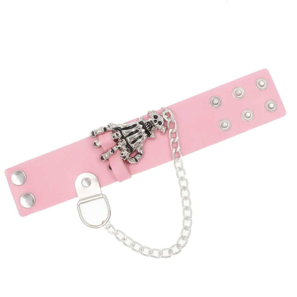 Gothic Skull Hand Design PU Leather Bracelet for Parties