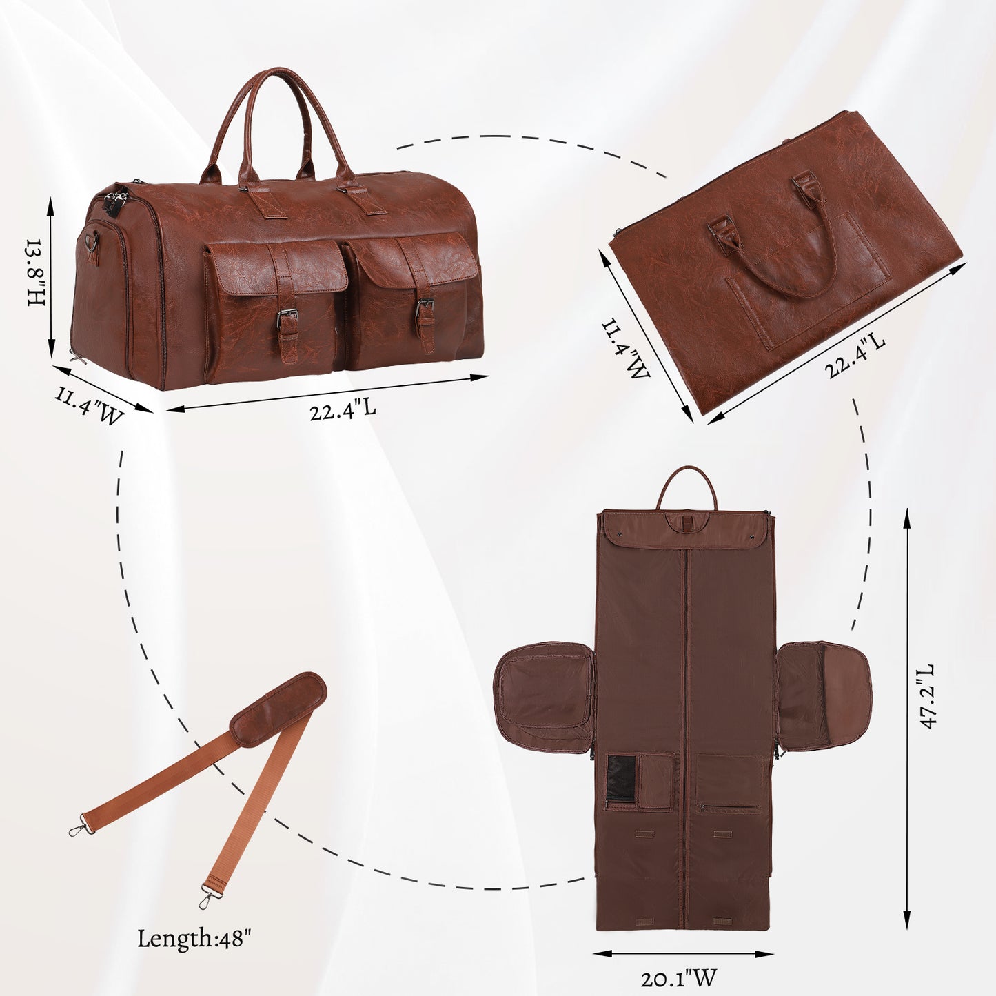 Large Capacity Men's Leather Suit Storage Bag