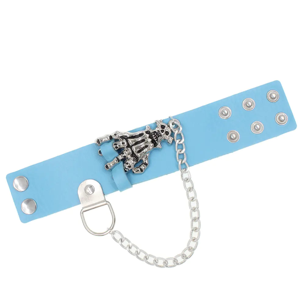 Gothic Skull Hand Design PU Leather Bracelet for Parties